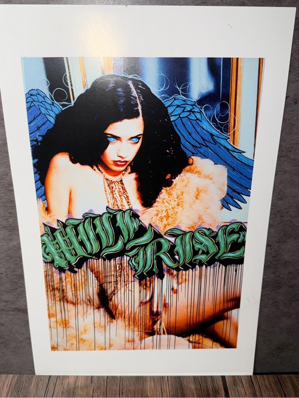 Will Rise By Unknown Artist Print 11x17” Paper Women With Blue Angel Wings